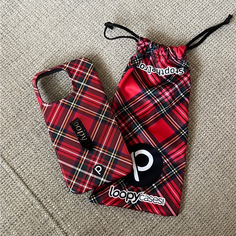 iPhone 13 Pro loopy case red tartan plaid